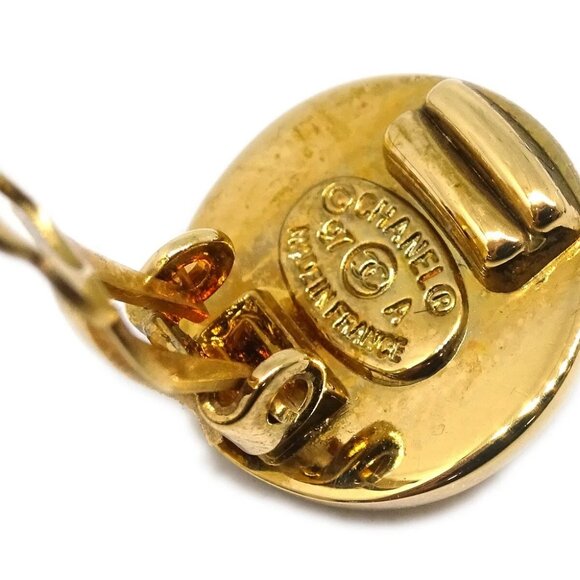 Chanel CC Turnlock Button Earrings Gold Clip-On 97A - Picture 4 of 4